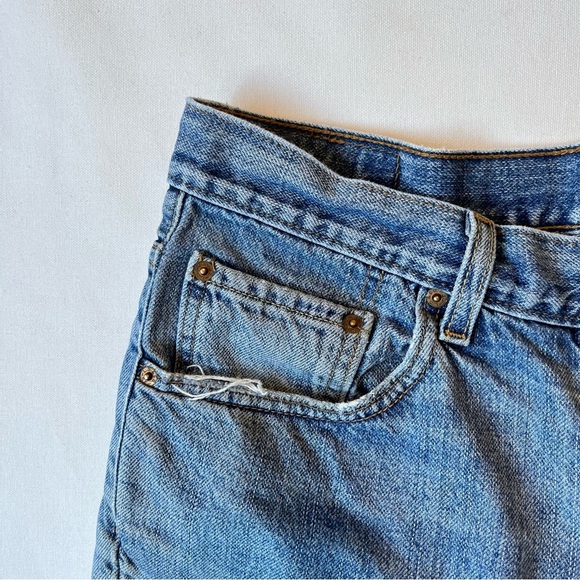Levis 505 shorts 33 Regular fit Distressed faded blue Worn soft Mens Zip fly - Picture 3 of 9